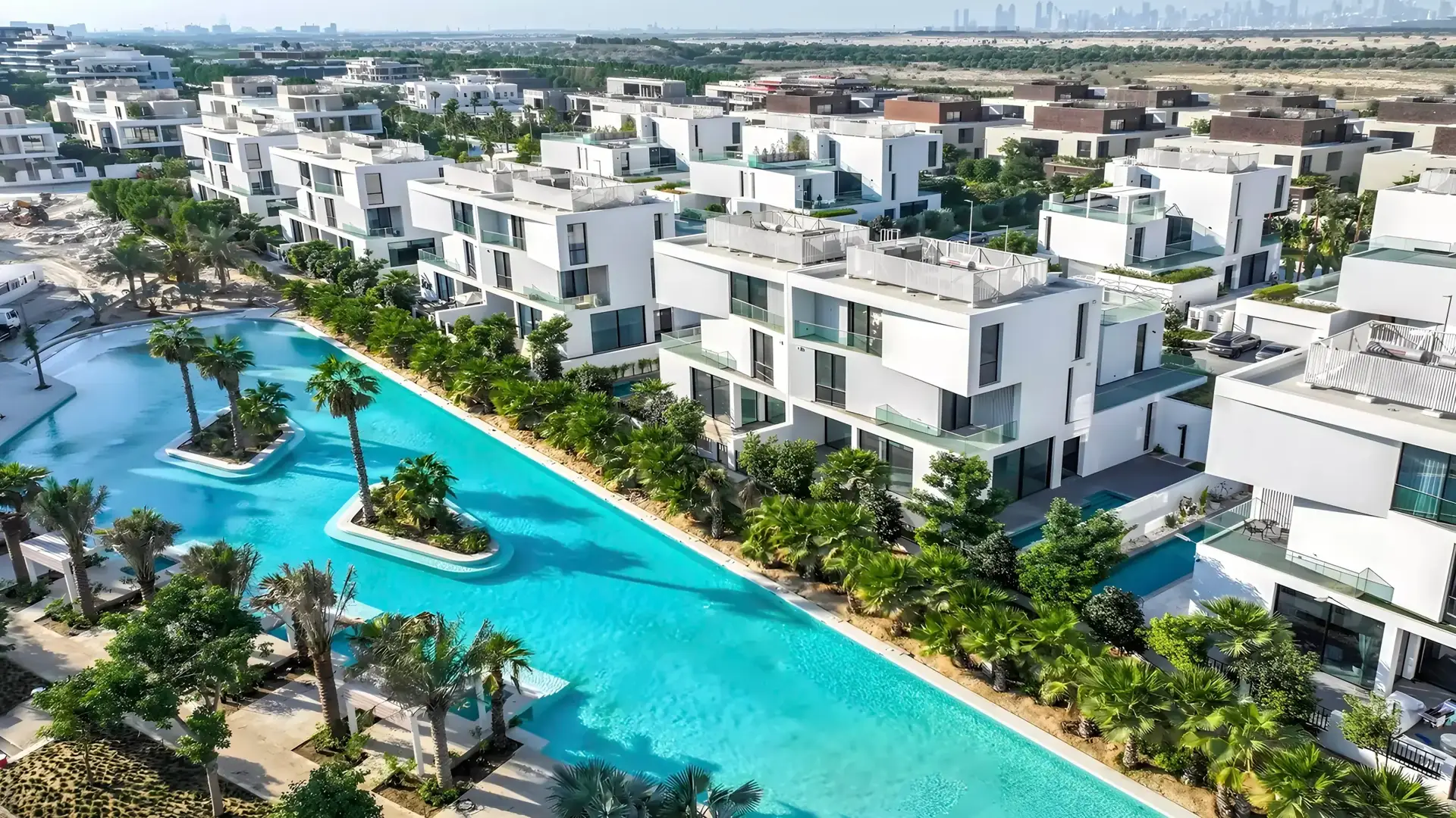 Dubai luxury waterfront residences at dusk